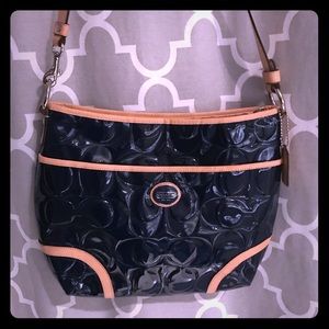 Coach Peyton Embossed Patent Hobo Bag (Navy)